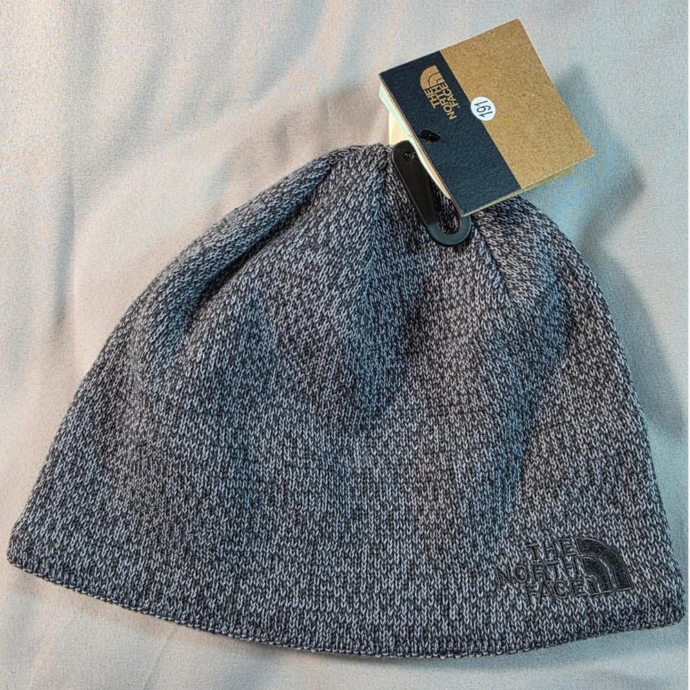 The North Face Jim Beanie Mens OS Grey Marled Wool Blend Hat NEW
